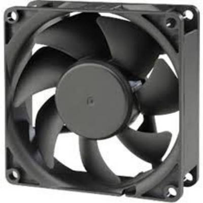 A black computer fan with seven rotor blades, suitable for cooling computer components within a case.