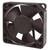 A black fan with a square frame and five blades, typically used for cooling electronic devices.