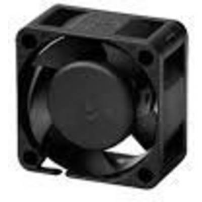 Black computer fan with a square frame and central rotor blade unit.
