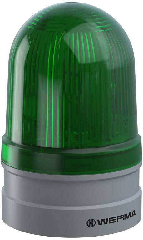 Green warning light by WERMA, designed for signalling in industrial environments.
