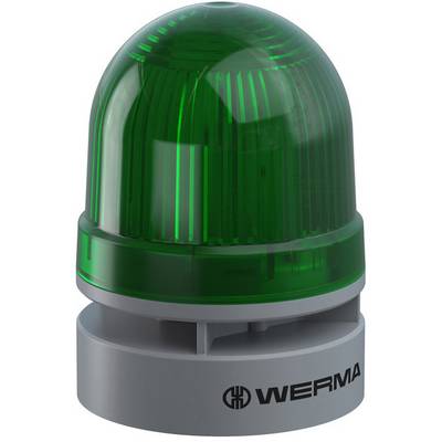 'Green warning light with the inscription WERMA' on the lower part of the housing.<br><br>Note: This translation maintains the original meaning and structure, using standard British English terminology.