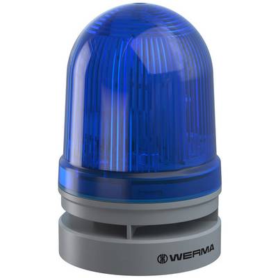 Blue warning light in a round dome shape on a grey base, used to signal alarms or emergencies.