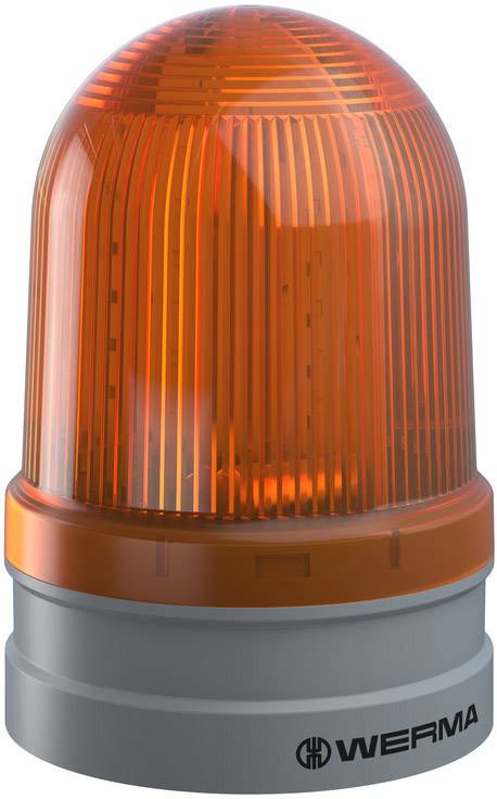 An orange warning beacon with a grey base, bearing the inscription 'WERMA' on it.