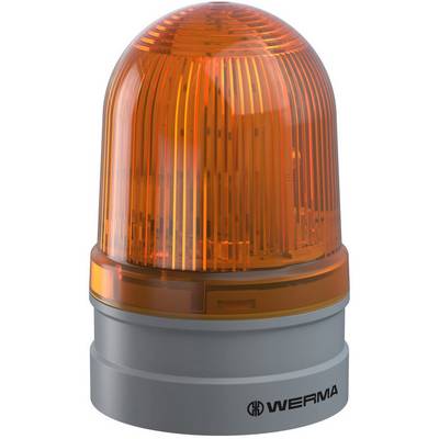 Orange warning light on a grey base that draws attention to potential hazards.