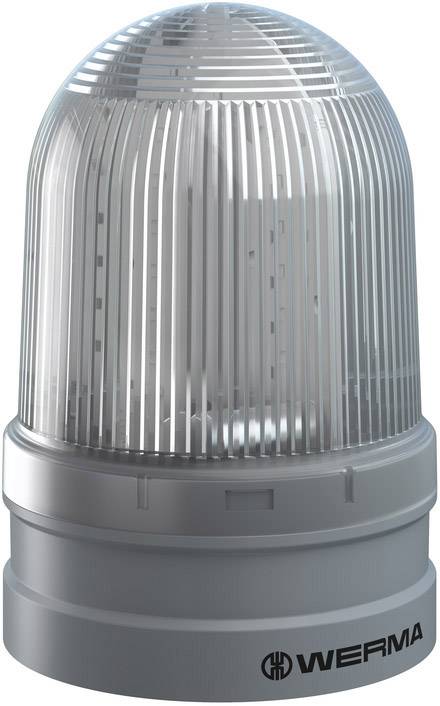Transparent signal light with a cylindrical housing and wave-like structure, fitted with the WERMA logo at the base.
