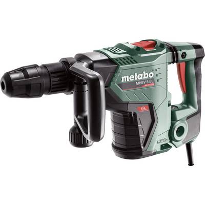 Cordless Metabo rotary hammer drill with side handle, shown in profile on a white background.