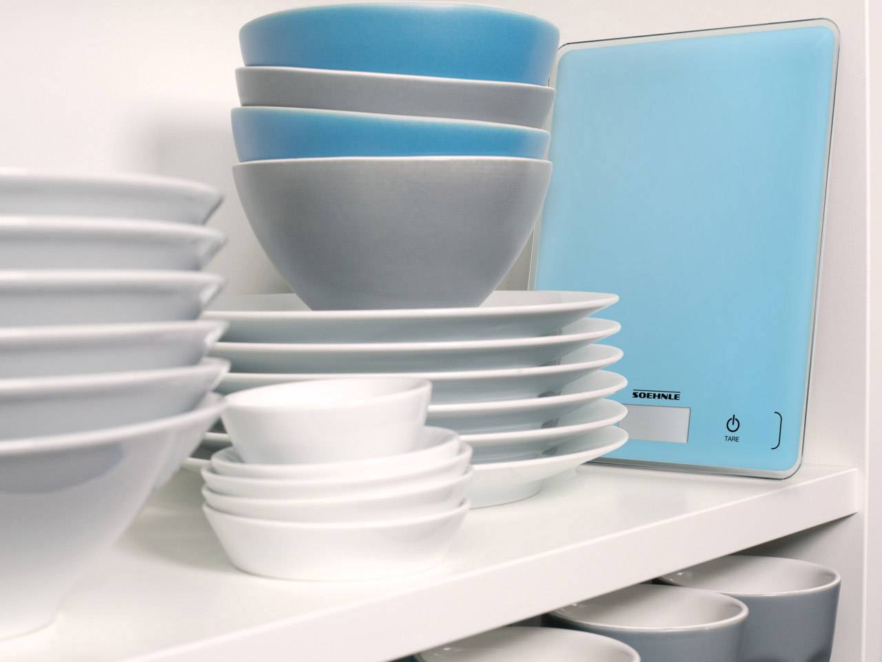 Soehnle KWD Page Compact 300 pale blue Digital kitchen scales + wall mount Weight range=5 kg Blue 234 x 192 x 25-2