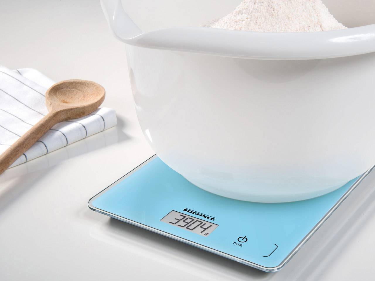 Soehnle KWD Page Compact 300 pale blue Digital kitchen scales + wall mount Weight range=5 kg Blue 234 x 192 x 25-9