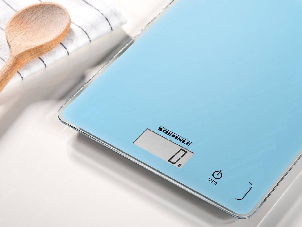 Soehnle KWD Page Compact 300 pale blue Digital kitchen scales + wall mount Weight range=5 kg Blue 234 x 192 x 25-10