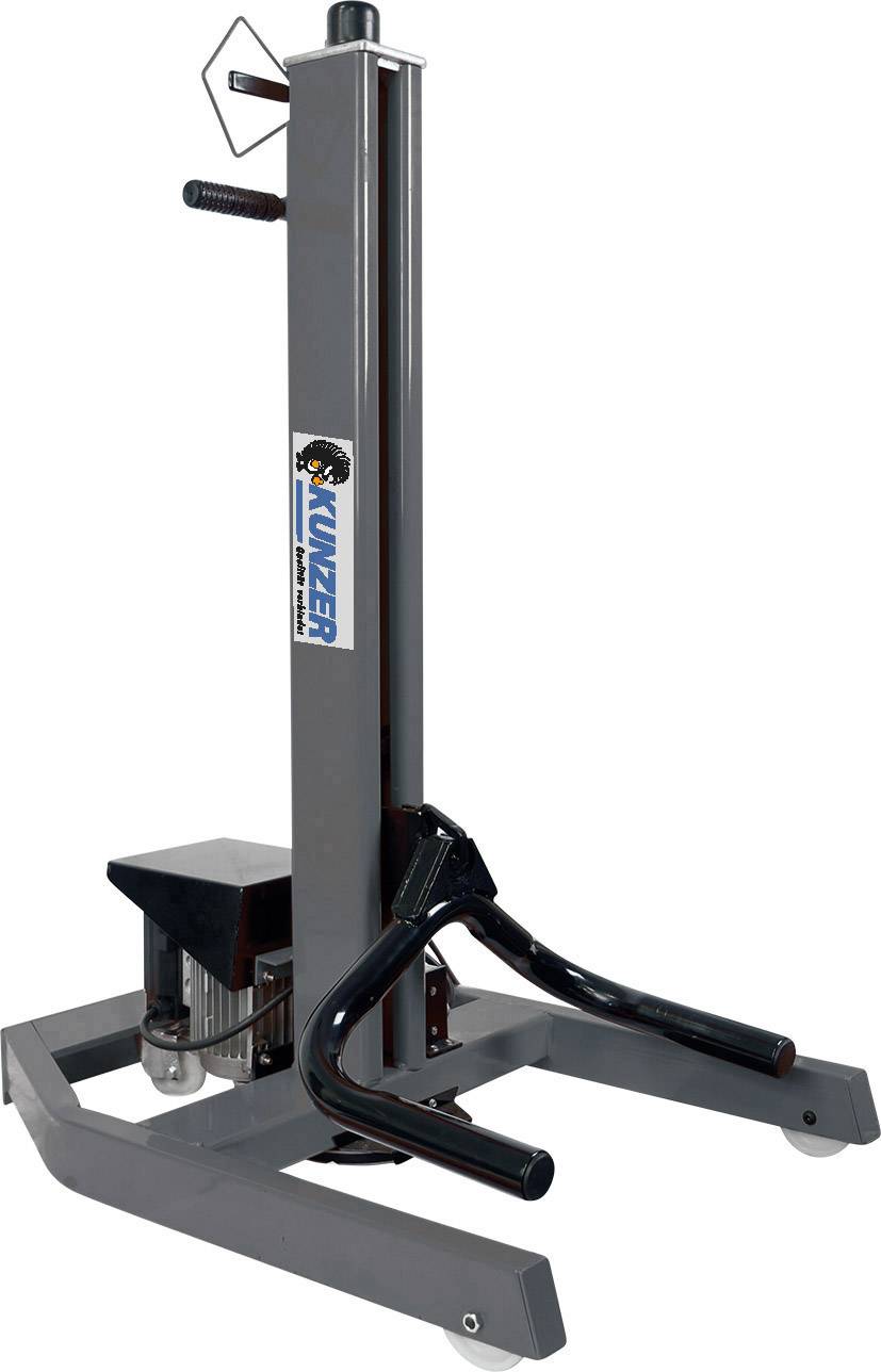 'Automatic tyre mounting machine by Kunzer, silver-grey, robust metal construction, vertical column with handles and brackets, suitable for workshop use.'