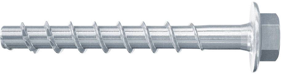 A silver hexagonal bolt anchor with thread and a smooth tip, positioned horizontally.