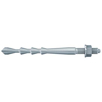 Metal threaded rod with stepped sections and a nut on the right, shown horizontally on a white background.