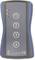'Radio remote control with four numbered buttons from 1 to 4, two LED indicators in the top left and CE marking in the bottom right.'