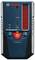 A Bosch laser distance meter with a red and blue casing. The display shows measurement information.