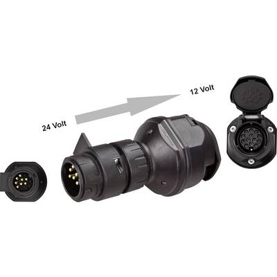 'Adapter from 24 Volts to 12 Volts', shows an electrical adapter with plug and socket in various views.
