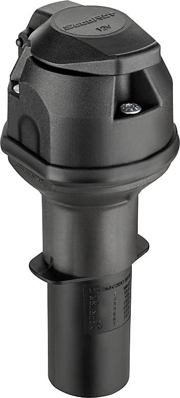 Black electric plug with a robust plastic housing, suitable for industrial applications.