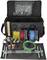 Open black tool bag with cable reels in red, blue and green, earthing clamps, hammer and earth probe.