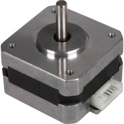 A square stepper motor with a metal housing and plug connector, suitable for precise control in robotics or CNC applications.