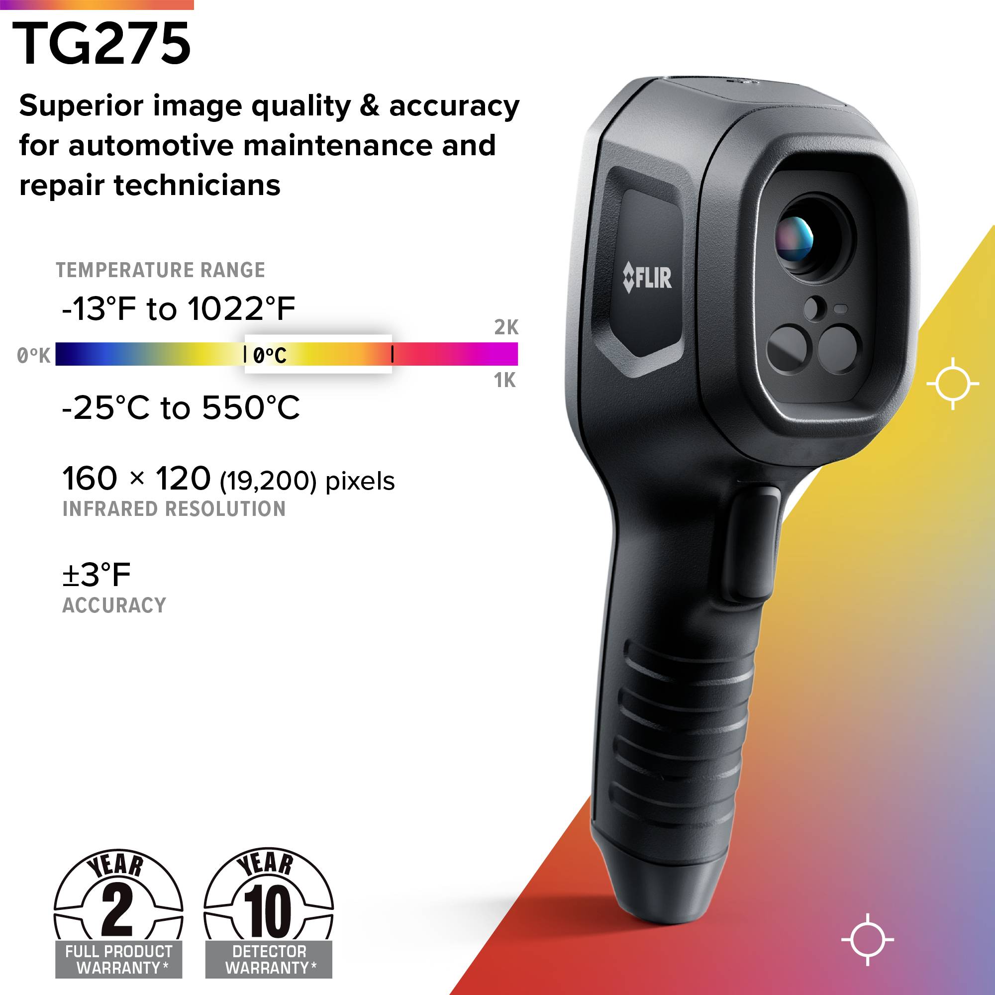 FLIR TG275 IR camera -25 up to +550 °C 160 x 120 Pixel 8.7 Hz MSX®, Built-in LED light, Built-in digital camera-1