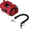 Robust electric air pump with hose and accessories, suitable for inflating tyres and balls. Includes pressure gauge.