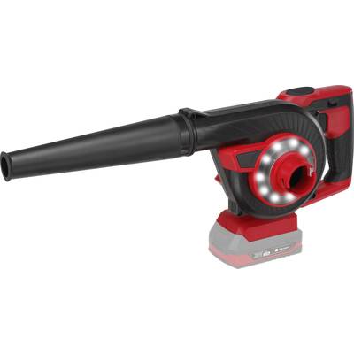 Cordless blower with a black tube and red housing, suitable for cleaning and leaf removal in the garden.
