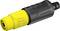 Yellow and black Kärcher nozzle for pressure washer, cylindrical shape with textured grip for improved handling.