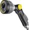 Irrigation nozzle with ergonomic handle, yellow control dial, suitable for various spray modes. Ideal for garden watering.