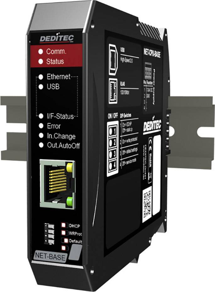 Deditec NET-CPU-BASE NET-CPU-BASE Multifunction module USB, Ethernet No. of inputs: 0 x No. of outputs: 0 x 7 V, 24 V 1 -3