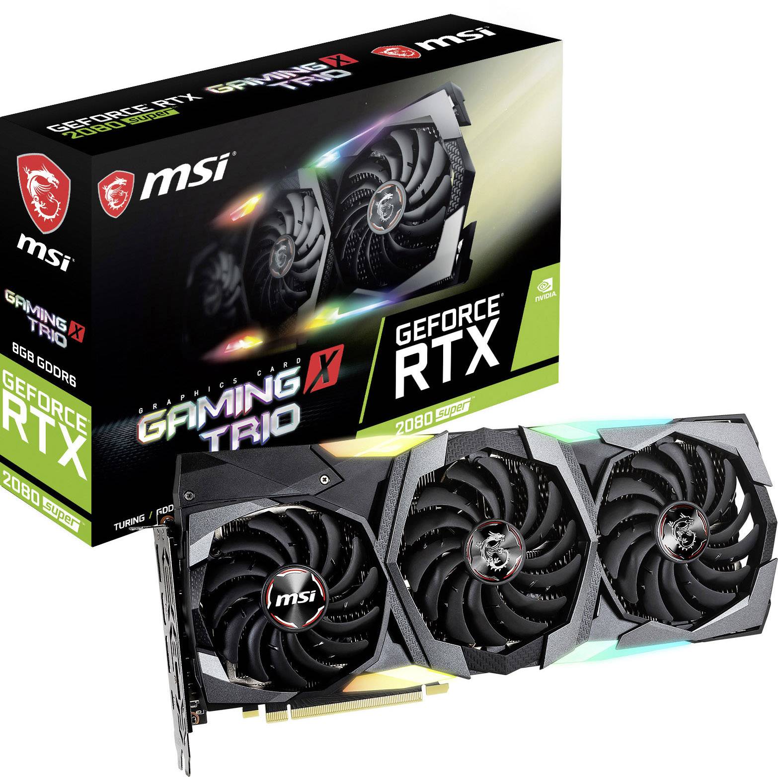 MSI GPU Nvidia GeForce RTX2080S SUPER Gaming X Trio 8 GB GDDR6 RAM PCIe x16 HDMI™, DisplayPort, USB-C™