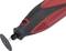 A red and black electric grinding tool with a circular grinding attachment, suitable for intricate work.