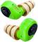 Green, electronic earplugs with multiple flanges, used to protect hearing and suppress noise.