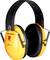 Yellow hearing protection with black arms; industrial model, suitable for noise protection during machine work.