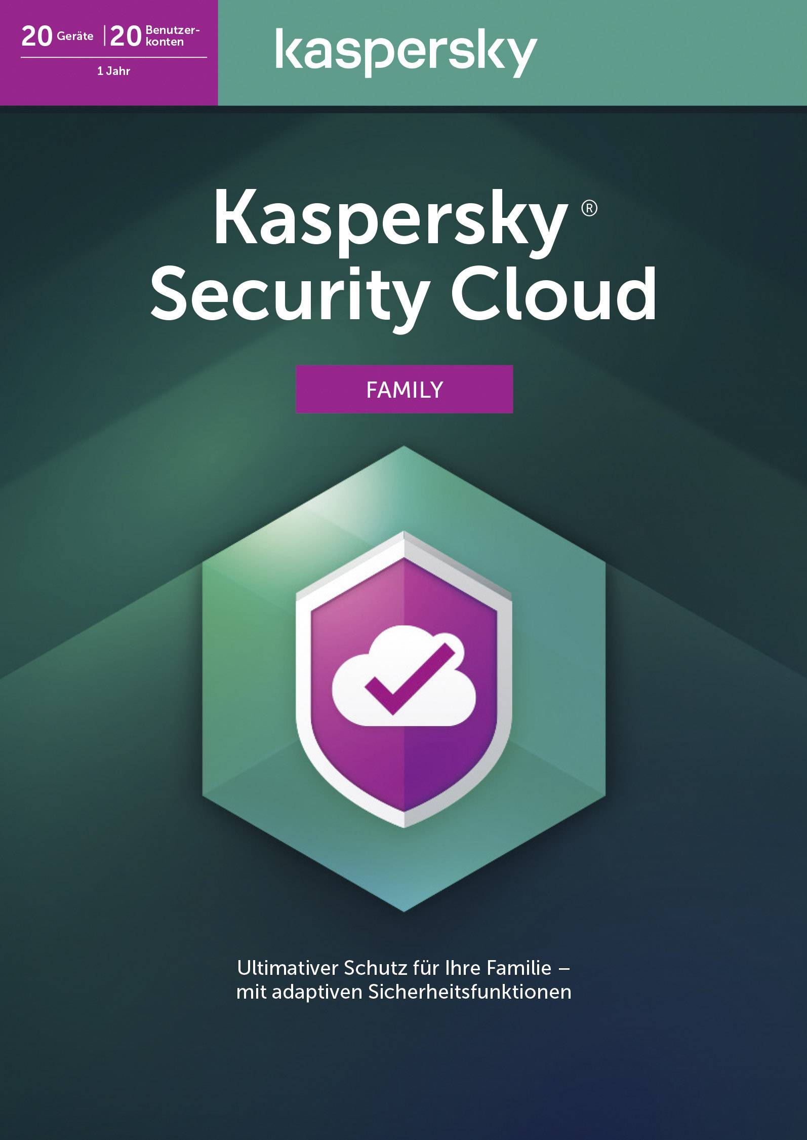 Kaspersky Lab Security Cloud Family Edition 2020 (Code in a Box) Full version, 20 licences Windows, Mac OS, Android Antivirus, Security