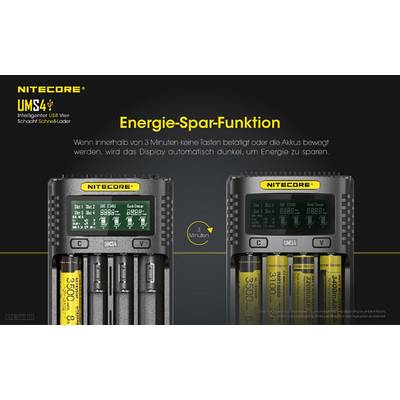NiteCore UMS4 Charger for cylindrical cells NiCd, NiMH, Li-ion, LiPolymer 10440, 10500, 12500, 12650, 13500, 13650, 1450-3