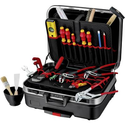 An open toolbox with various tools such as screwdrivers, pliers and a tape measure. Perfect for DIY projects.