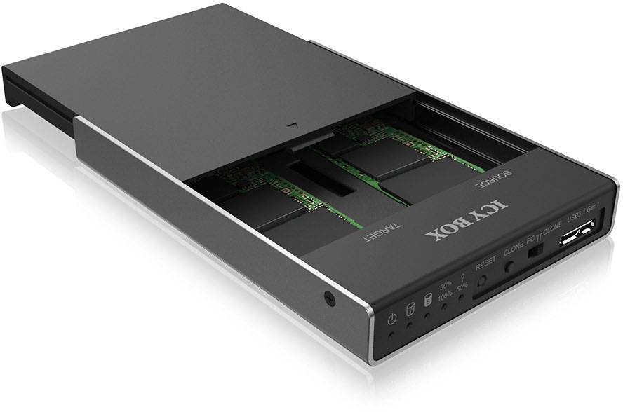 B-Key ICY BOX 2-Port M.2 Docking Station with Clone Function for M.2 SATA SSD B+M-Key USB 3.0