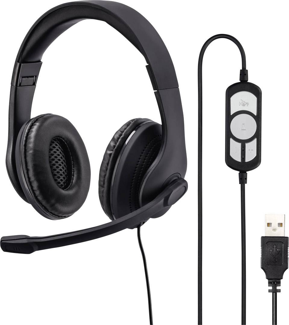 Image of Hama PC On-ear headset Corded (1075100) Stereo Black Volume control, Microphone mute