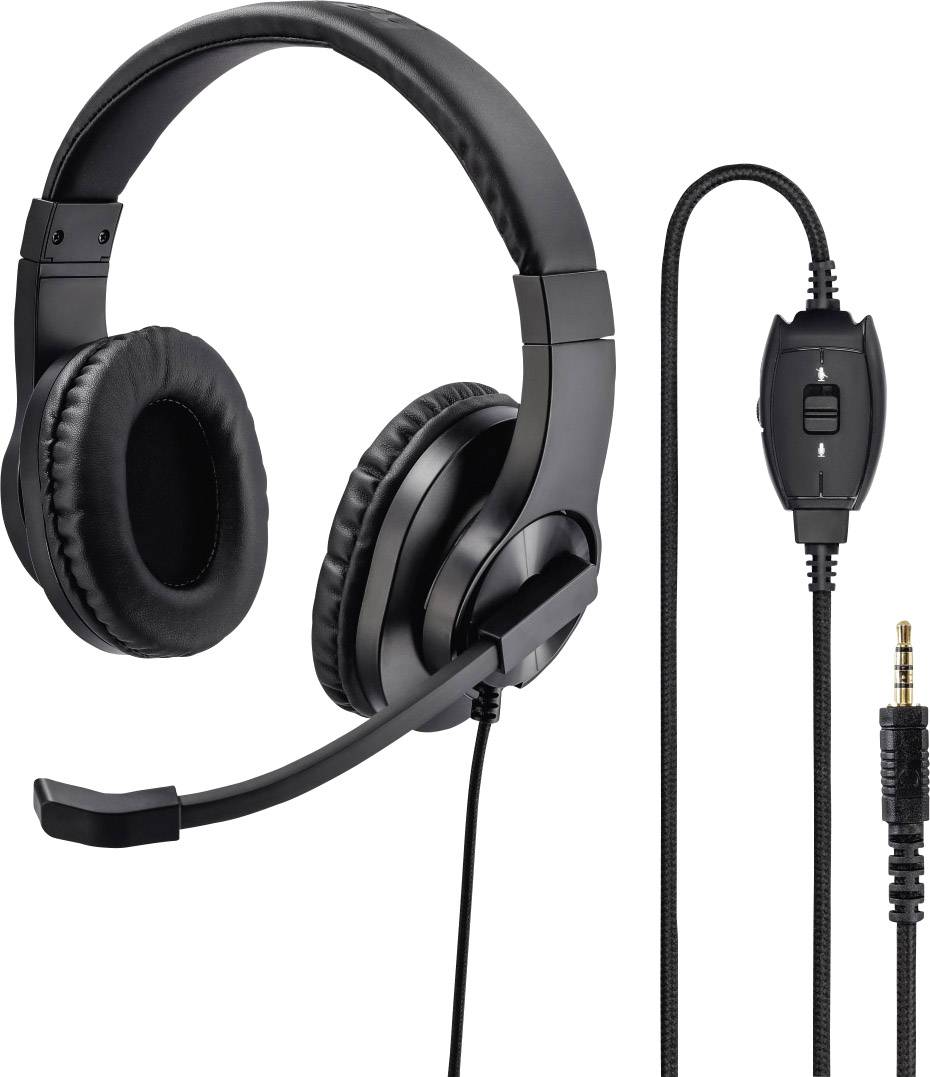 Image of Hama PC Over-ear headset Corded (1075100) Stereo Black Volume control, Microphone mute