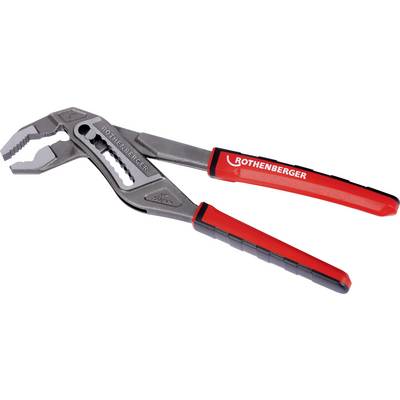A red water pump pliers with a curved head and adjustable handle. Marking: 'ROTHENBERGER'. Suitable for pipe work.