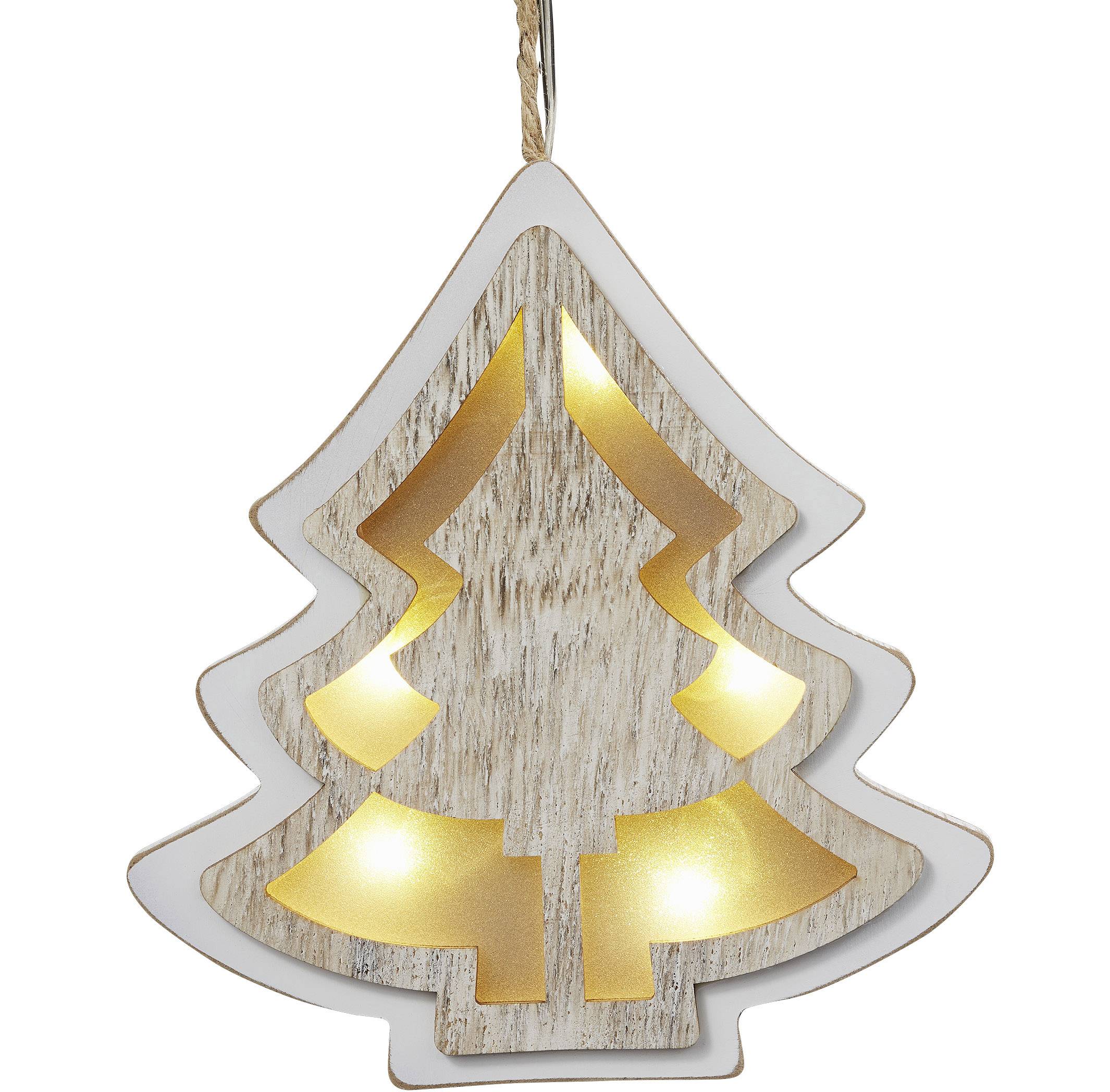 Hellum 521054 Wooden figurine Christmas tree Warm white LED (monochrome) White, Wood (stained)-0