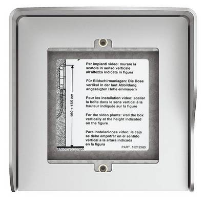 Metal box with instructions for vertical screen installation, in four languages. Dimensions: 106 + 165 cm.