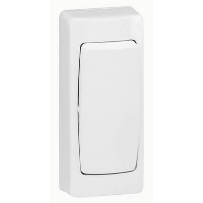 White light switch rocker, rectangular, vertically oriented. Suitable for operating electrical lighting systems.