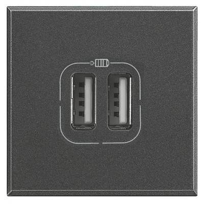 Double USB socket in a black frame for charging devices.