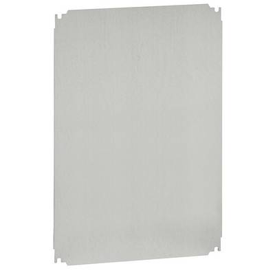 Metal plate with brushed surface, rectangular, flat.