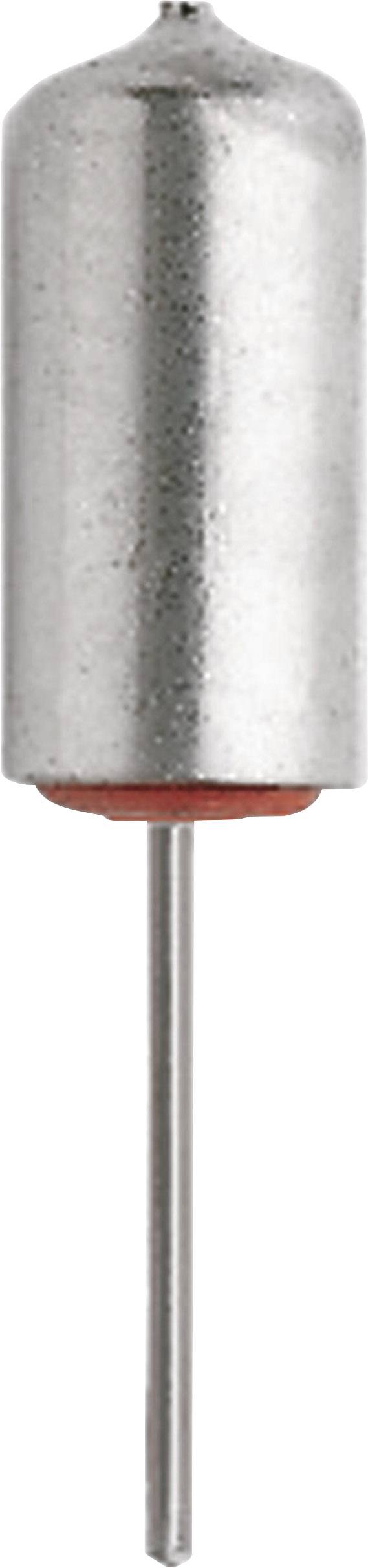 Silver-coloured cylindrical quartz oscillator with two pins. Used in electronic circuits for frequency determination.