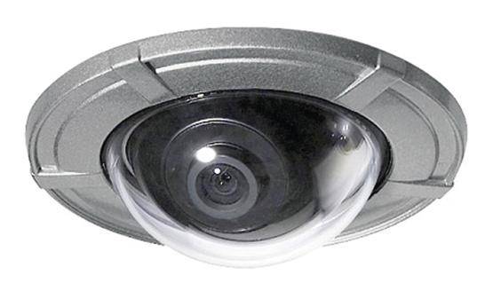 Dome security camera mounted on the ceiling, used for interior surveillance monitoring.