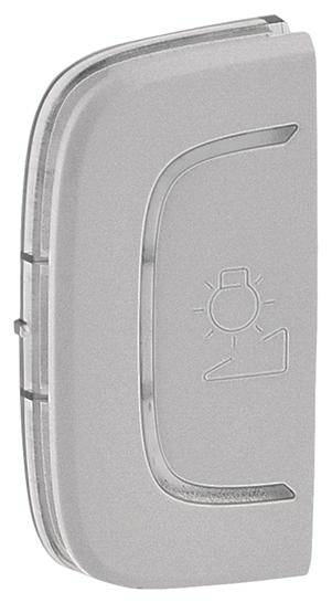 Grey toggle switch with a symbolic light bulb icon in the centre, indicating a lighting function.