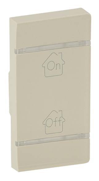 Switch with two positions: 'On' at the top and 'Off' at the bottom, each with a small house symbol. Beige colour.