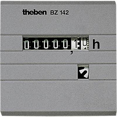 A grey operating hours meter with the inscription 'theben BZ 142'. The meter reading shows '0000019 h'.