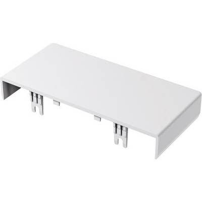 White cover with clips for fastening, possibly for an electrical device or piece of furniture. Rectangular shape.